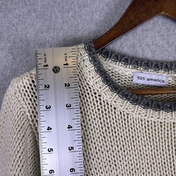 525 America Sweater Women's L Ivory Cashmere Wool Blend Ski Holiday Cozy Chunky - Picture 2 of 12